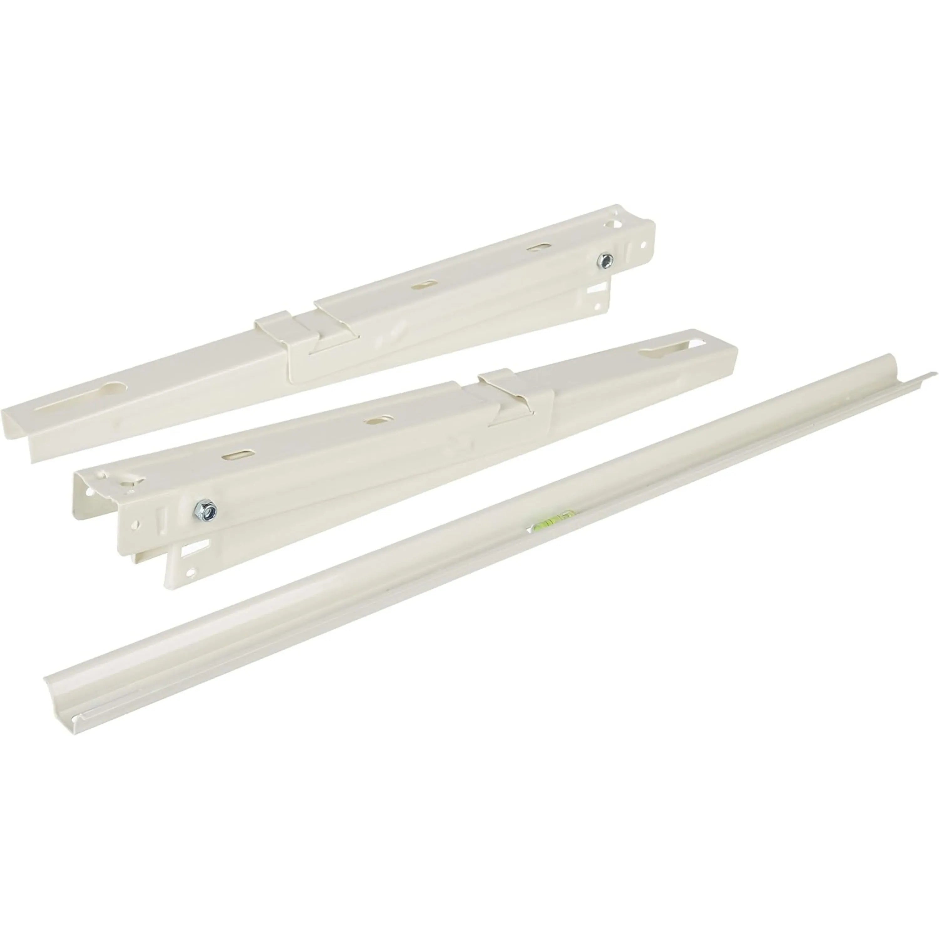White wall mount bracket bar with mounting base and aligned screw holes