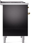 ILVE Nostalgie II 40-Inch Dual Fuel Freestanding Range in Glossy Black with Brass Trim (UPD40FNMPBKGLP)