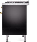 ILVE Nostalgie II 40-Inch Dual Fuel Freestanding Range in Glossy Black with Brass Trim (UPD40FNMPBKGLP)