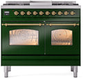 ILVE Nostalgie II 40-Inch Freestanding Natural Gas Dual Fuel Range in Emerald Green with Brass Trim (UPD40FNMPEGG)