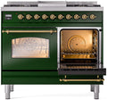 ILVE Nostalgie II 40-Inch Freestanding Natural Gas Dual Fuel Range in Emerald Green with Brass Trim (UPD40FNMPEGG)