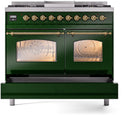 ILVE Nostalgie II 40-Inch Freestanding Natural Gas Dual Fuel Range in Emerald Green with Brass Trim (UPD40FNMPEGG)