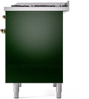 ILVE Nostalgie II 40-Inch Dual Fuel Freestanding Range in Emerald Green with Brass Trim (UPD40FNMPEGGLP)