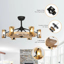 Parrot Uncle 34-Inch Bucholz Farmhouse DC Motor Downrod Mount Reversible Ceiling Fan with Lighting and Remote Control (A829006CA-WOOD)