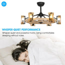 Parrot Uncle 34-Inch Bucholz Farmhouse DC Motor Downrod Mount Reversible Ceiling Fan with Lighting and Remote Control (A829006CA-WOOD)