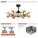 Parrot Uncle 34-Inch Bucholz Farmhouse DC Motor Downrod Mount Reversible Ceiling Fan with Lighting and Remote Control (A829006CA-WOOD)