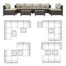 Deko Living 8 Piece Gray Outdoor Sectional Wicker Sofa Chairs and Tables  with Interchangeable Blue and Gray Cushion Covers (COP30111)
