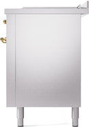 ILVE Nostalgie II 60-Inch Natural Gas Dual Fuel Range with 7 Burners, Griddle, & French Top with Triple Glass Door Oven in Stainless Steel with Brass Trim (UP60FSNMPSSG)