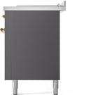 ILVE Nostalgie II 60-Inch Propane Gas Dual Fuel Range with 7 Burners, Griddle, & French Top with Triple Glass Door Oven in Matte Graphite with Brass Trim (UP60FSNMPMGGLP)