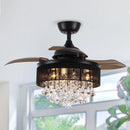 Parrot Uncle 36-Inch Bangaiore Modern Downrod Mount Crystal Ceiling Fan with Lighting and Remote Control