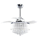 Parrot Uncle 36-Inch Bangaiore Modern Downrod Mount Crystal Ceiling Fan with Lighting and Remote Control
