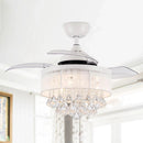Parrot Uncle 36-Inch Bangaiore Modern Downrod Mount Crystal Ceiling Fan with Lighting and Remote Control