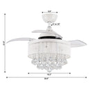 Parrot Uncle 36-Inch Bangaiore Modern Downrod Mount Crystal Ceiling Fan with Lighting and Remote Control