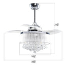 Parrot Uncle 36-Inch Bangaiore Modern Downrod Mount Crystal Ceiling Fan with Lighting and Remote Control