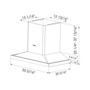 Fotile Perimeter Vent Series 36" 1000 CFM Wall Mount Range Hood with LED light and Touchscreen in Stainless Steel (EMS9026)