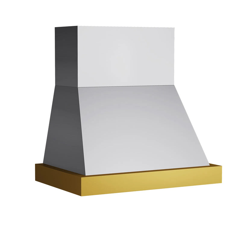 Kucht 36-Inch 600 CFM Wall Mount Range Hood in Stainless Steel with Gold Accents (KRH36SG)