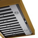 Kucht 36-Inch 600 CFM Wall Mount Range Hood in Stainless Steel with Gold Accents (KRH36SG)