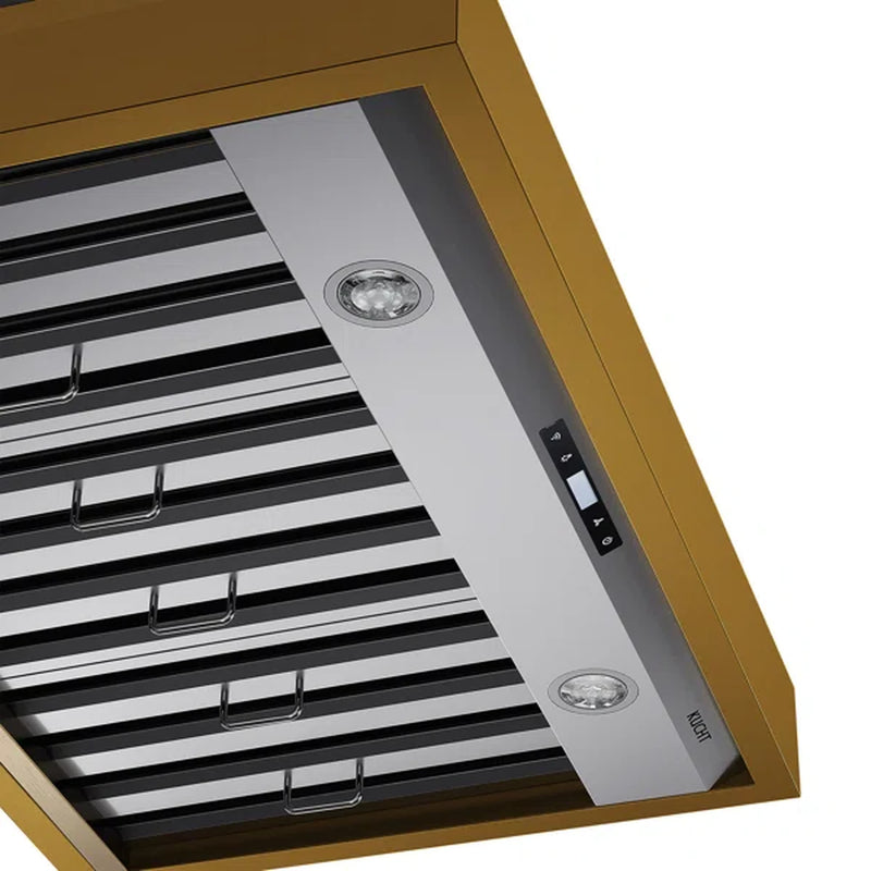 Kucht 36-Inch 600 CFM Wall Mount Range Hood in Stainless Steel with Gold Accents (KRH36SG)