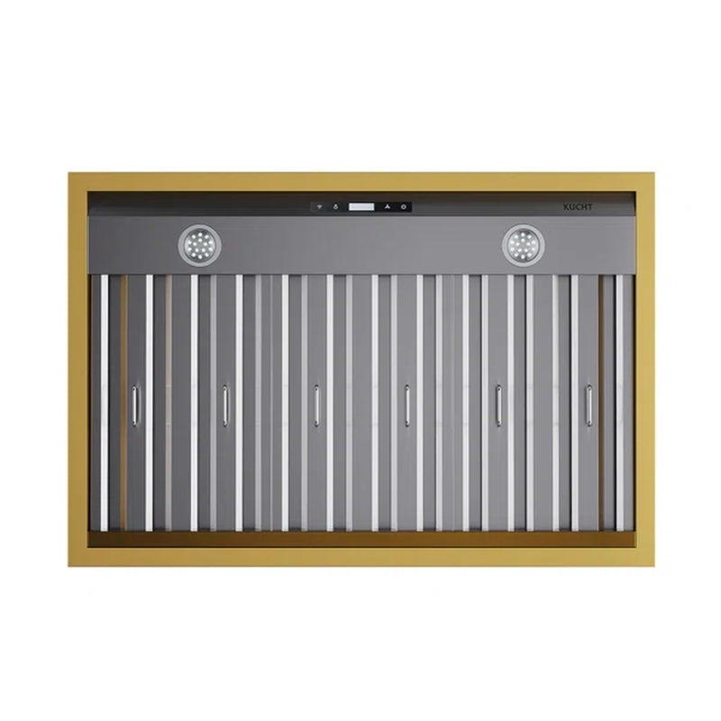 Kucht 36-Inch 600 CFM Wall Mount Range Hood in Stainless Steel with Gold Accents (KRH36SG)
