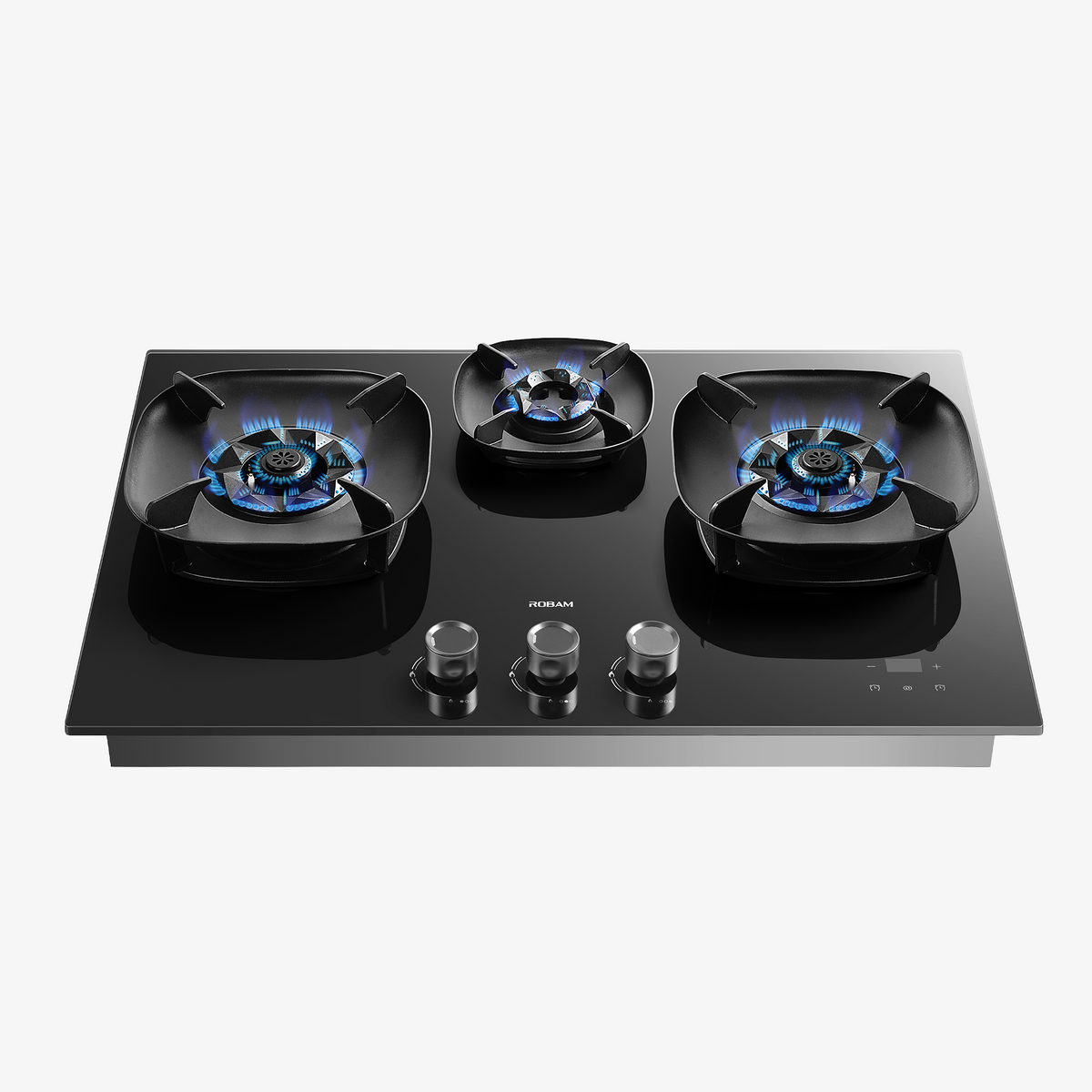 ROBAM FireCube 30-Inch Gas Cooktop with 3 Burners in Black Tempered Glass (7B7H30/7B7H31)