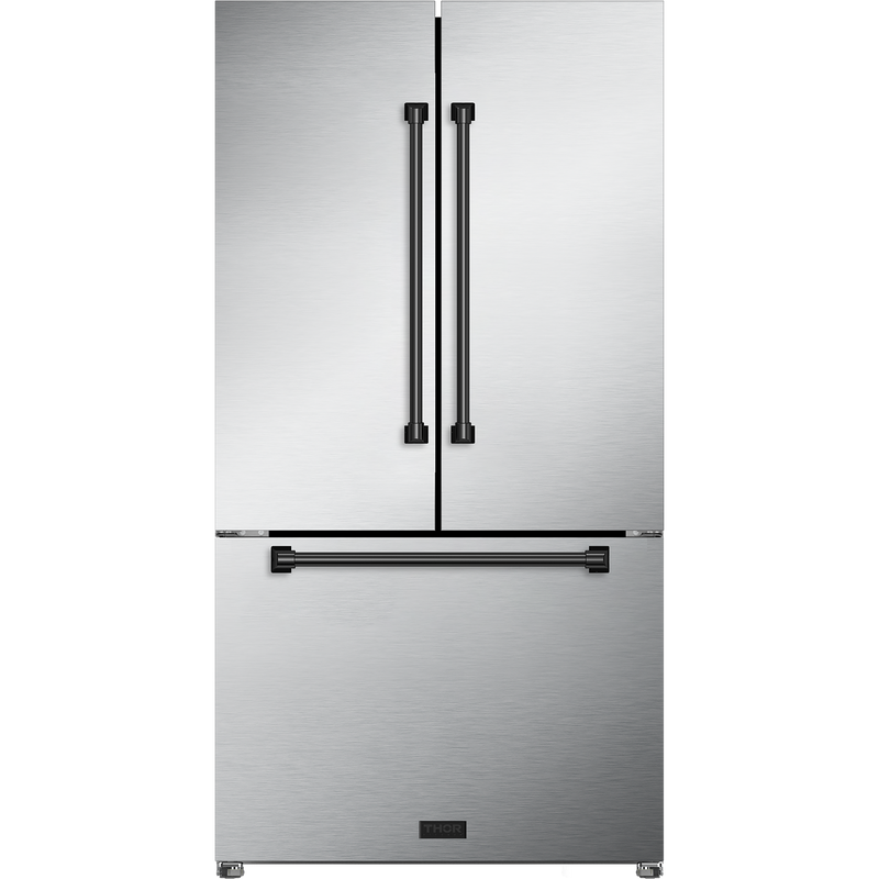 Thor Kitchen Gordon Ramsay 3-Piece Appliance Package - 36-Inch Electric Range with Tilt Panel Touch Control, 36-Inch Refrigerator, and Dishwasher in Stainless Steel with Black Trim