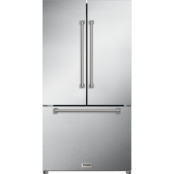 Thor Kitchen Gordon Ramsay Series 36-Inch 20.3 cu ft French Door Counter Depth Refrigerator with Ice Maker in Stainless Steel (RF3621CTD99)