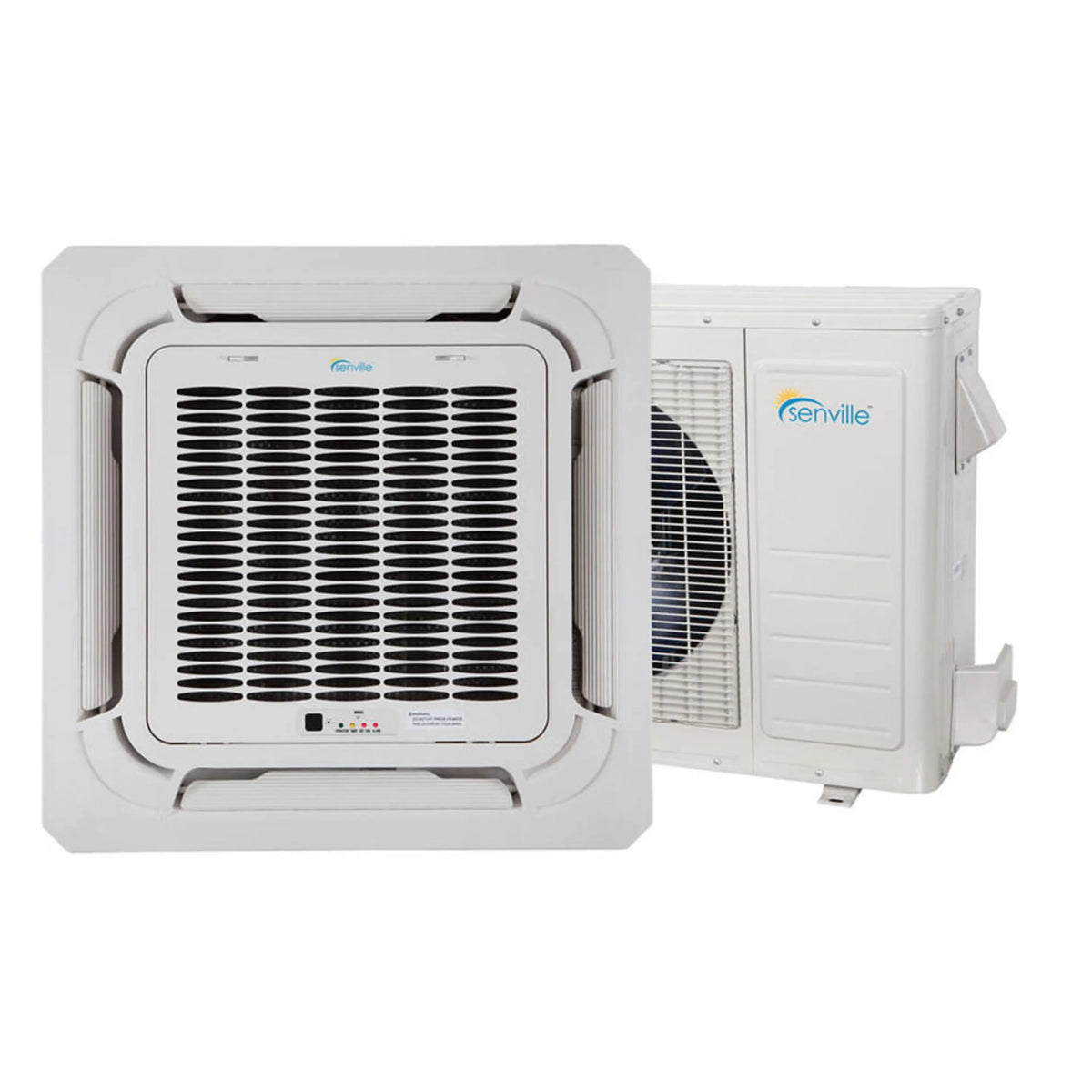 Ceiling cassette air handler with connected outdoor condenser unit