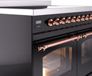 ILVE Nostalgie II 40-Inch Freestanding Electric Induction Range in Glossy Black with Copper Trim (UPDI406NMPBKP)