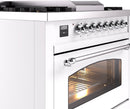ILVE Nostalgie II 36-Inch Freestanding Natural Gas Dual Fuel Range in White with Chrome Trim (UP36FNMPWHC)