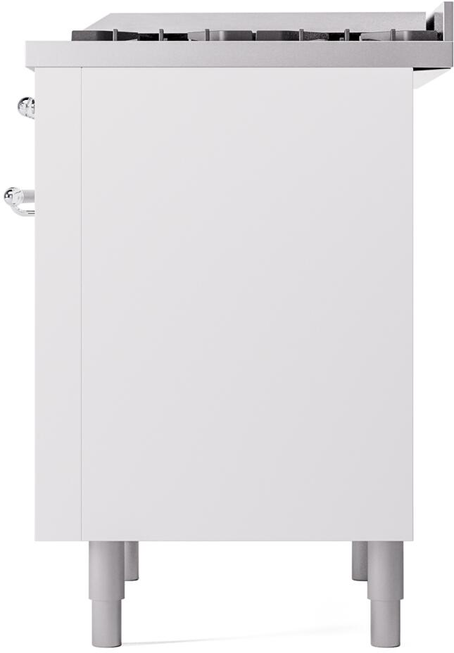 ILVE Nostalgie II 36-Inch Dual Fuel Freestanding Range in White with Chrome Trim (UP36FNMPWHC)