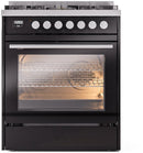 ILVE Professional Plus II 30-Inch Natural Gas Dual Fuel Range with 5 Burners in Glossy Black (UP30WMPBK)