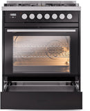 ILVE Professional Plus II 30-Inch Natural Gas Dual Fuel Range with 5 Burners in Glossy Black (UP30WMPBK)