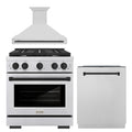 ZLINE Autograph Edition 3-Piece Appliance Package - 30-Inch Gas Range, Wall Mounted Range Hood, & 24-Inch Tall Tub Dishwasher in Stainless Steel with Matte Black Trim (3AKP-SGRRHDWM30-MB)