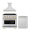 ZLINE Autograph Edition 3-Piece Appliance Package - 36-Inch Gas Range, Wall Mounted Range Hood, & 24-Inch Tall Tub Dishwasher in Stainless Steel with Champagne Bronze Trim (3AKP-SGRRHDWM36-CB)