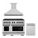 ZLINE 48-Inch Autograph Edition Kitchen Package with Satin Stainless Steel Gas Range, Wall Mount Range Hood and Dishwasher with Matte Black Accents (3AKPR-SGRSRHDWM48-MB)