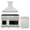 ZLINE Autograph Edition 3-Piece Appliance Package - 48-Inch Gas Range, Wall Mounted Range Hood, & 24-Inch Tall Tub Dishwasher in Stainless Steel with Champagne Bronze Trim (3AKPR-SGRRH48-CB)