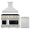 ZLINE Autograph Edition 3-Piece Appliance Package - 48-Inch Gas Range, Wall Mounted Range Hood, & 24-Inch Tall Tub Dishwasher in Stainless Steel with Gold Trim (3AKPR-SGRRH48-G)