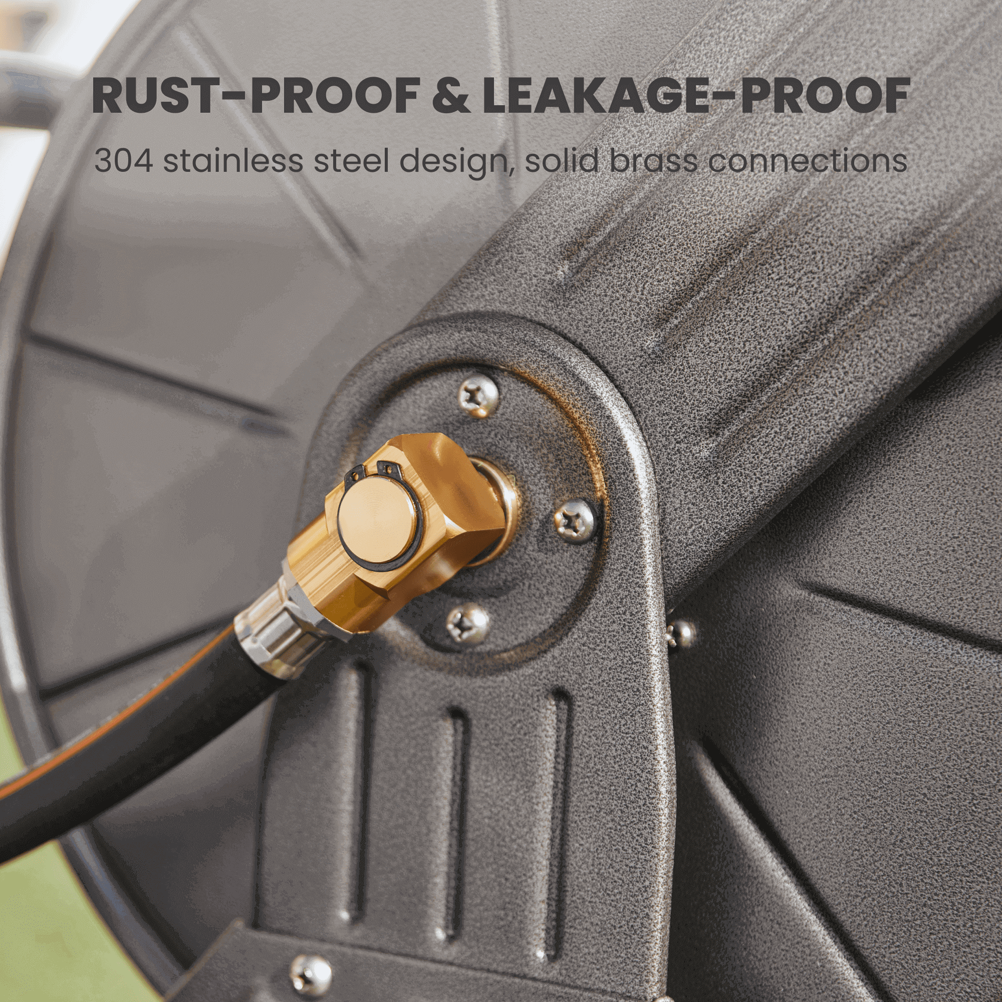 Hose reel cart 304 stainless steel arm connector with brass fitting and screws