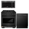 ZLINE 3-Piece Appliance Package - 30-Inch Gas Range, Over-the-Range Microwave/Vent Hood Combo, and 3-Rack Dishwasher in Black Stainless Steel (3KP-RGBOTRH30-DWV)