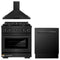 ZLINE 3-Piece Appliance Package - 30-Inch Gas Range, Convertible Wall Mount Hood, and 3-Rack Dishwasher in Black Stainless Steel (3KP-RGBRH30-DWV)