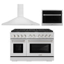 ZLINE 3-Piece Appliance Package - 48-Inch Gas Range, Premium Hood & Microwave Oven in Stainless Steel (3KP-SGRRHMWO-48)