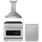 ZLINE 3-Piece Appliance Package - 36-inch Gas Range, Tall Tub Dishwasher & Premium Wall Mount Hood in Satin Stainless Steel (3KP-SGRSRH36-DWV)