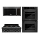 ZLINE 3-Piece Appliance Package - 30-Inch Rangetop, Over-the-Range Microwave Oven, and  Double Wall Oven in Black Stainless Steel (3KP-RTBOTR30-AWD)