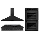 ZLINE 3-Piece Appliance Package - 48-Inch Rangetop, Double Wall Oven, and Convertible Wall Mount Range Hood in Black Stainless Steel (3KP-RTBRH48-AWD)