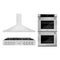 ZLINE 3-Piece Appliance Package - 48-Inch Rangetop, Convertible Range Hood, and Double Wall Oven in Stainless Steel (3KP-RTRH48-AWD)