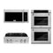 ZLINE 3-Piece Appliance Package - 36-Inch Rangetop, Over-the-Range Microwave Oven, and Double Wall Oven in DuraSnow (3KP-RTSOTR30-AWD)