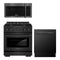ZLINE 3-Piece Appliance Package - 30-Inch Gas Range, Over-the-Range Microwave/Vent Hood Combo, and 3-Rack Dishwasher in Black Stainless Steel (3KP-SGRBOTRH30-DWV)