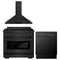 ZLINE 3-Piece Appliance Package - 36-Inch Gas Range, Convertible Wall Mount Hood, and 3-Rack Dishwasher in Black Stainless Steel (3KP-SGRBRH36-DWV)