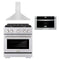 ZLINE 3-Piece Appliance Package - 30-inch Gas Range, Convertible Hood & Microwave Drawer in Stainless Steel (3KP-SGRRH30-MW)