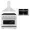ZLINE 3-Piece Appliance Package - 36-Inch Gas Range, Premium Hood & Microwave Drawer in Stainless Steel (3KP-SGRRH36-MW)